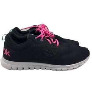 Reebok Women's Black Running Athletic Shoes Hot Pink Accents Sublite Size 12